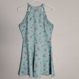 No Boundaries Floral Halter Dress in Light Blue
